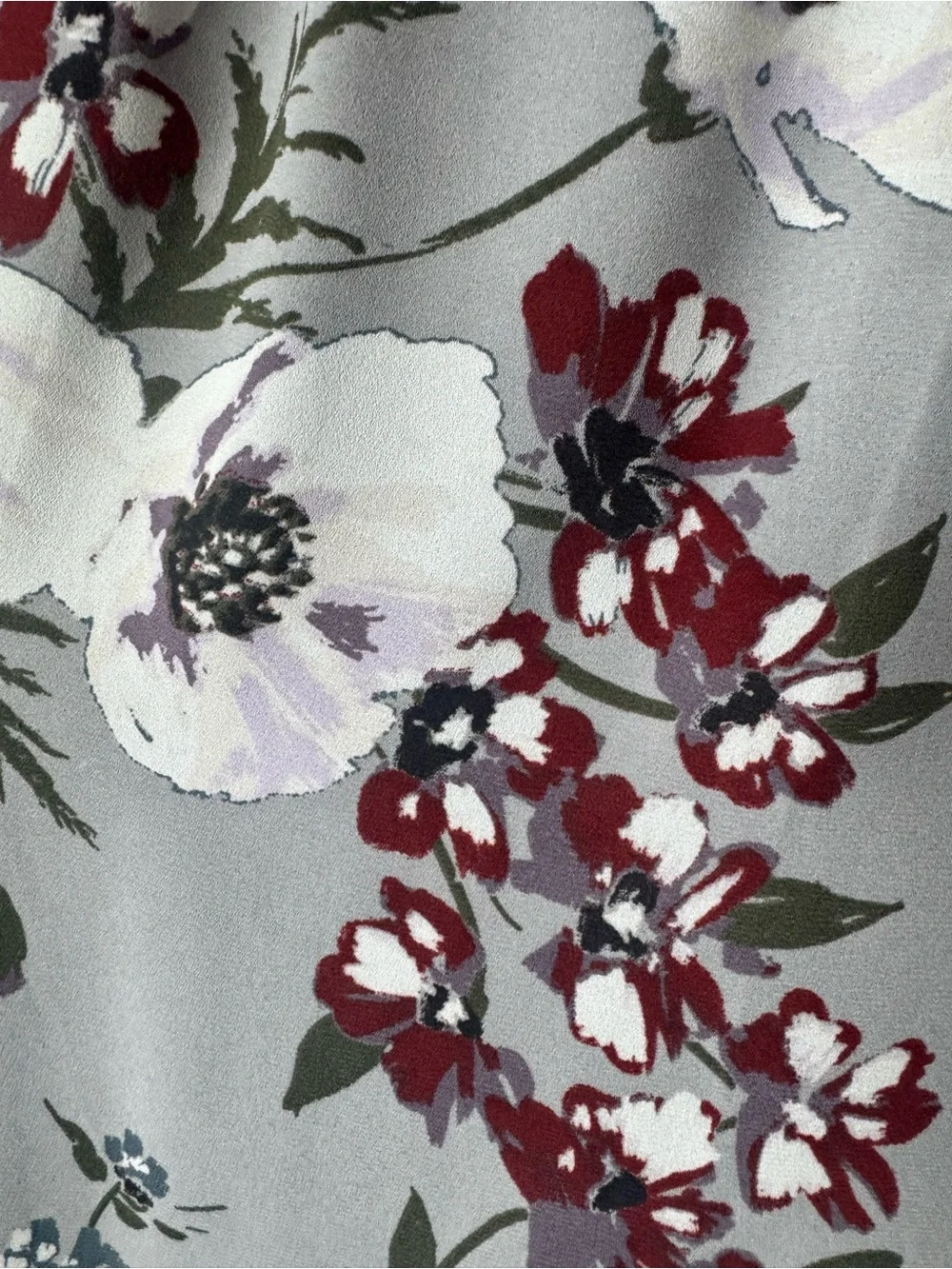LOFT Gray Floral Sleeveless Camisole with Red & Purple Blooms